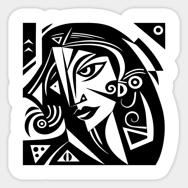 Cubist Witch Sticker by n23tees